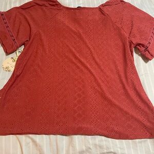 Misia Women's Salmon colored Eyelet Blouse 2X